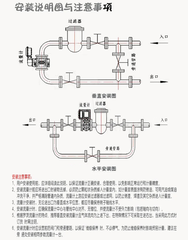 防爆羅茨流量計(jì)安裝說(shuō)明圖