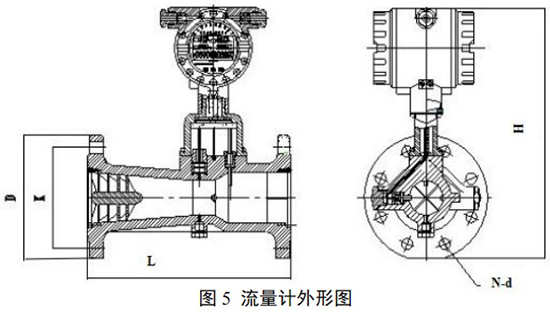 DN125旋進(jìn)旋渦流量計(jì)外形圖